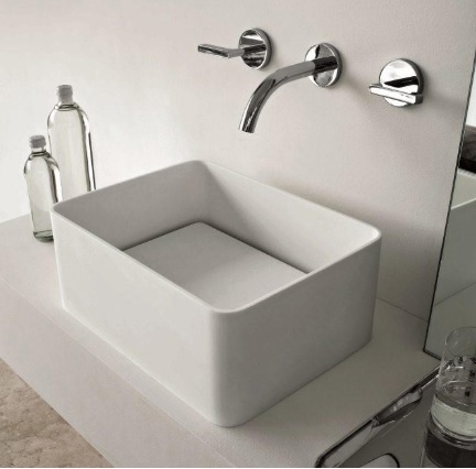 Kos by Zucchetti LAB 7L033BI valamu tööpinnale 400x300h-170mm – matt valge Corian