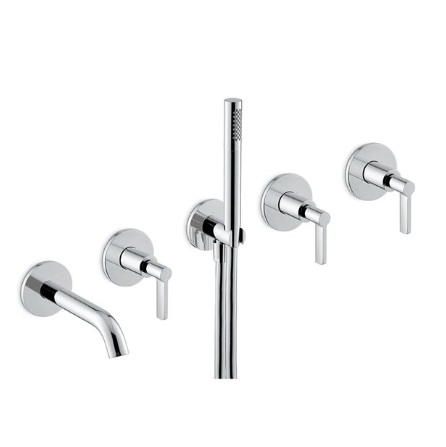 Newform BLINK CHIC 71073E+27756 5-osaline vannisegisti seinast – kroom, matt must, pronks, PVD – vaskne pronks, must metall, harjatud hele kuld, läikiv kuld