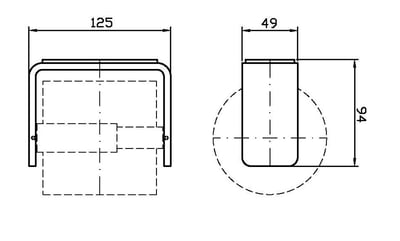 Zucchetti Zucchetti Soft WC-paberi hoidja, kroom: Dimension drawing of a wall-mounted toilet paper holder on a white background