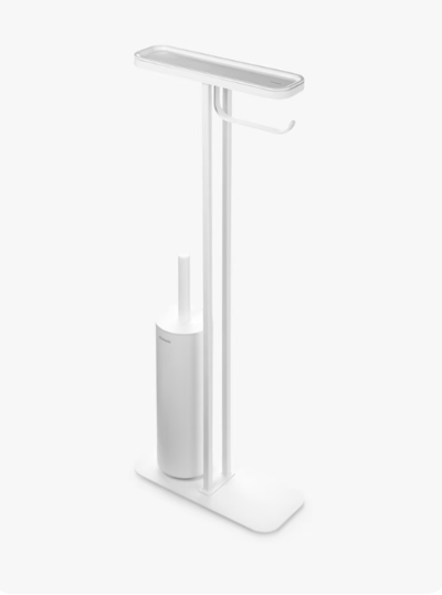 Brabantia Brabantia, MindSet wc kmpl:hari+paberi hoidja põrandale, art 303883, Mineral Fresh White: Valge põrandale wc-komplekt harja ja paberihoidjaga valgel taustal