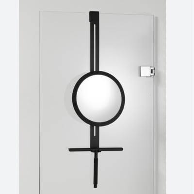 HANG UP cosmetic mirror for glass shower eclosures (no wiper) – chrome, matt black