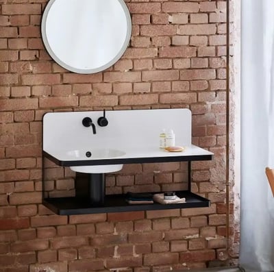 WP.S19L.1 washplace 1000x590x490mm, sink on the left, incl bottle trap, pop-up drain, glass shelf, concealed mixer