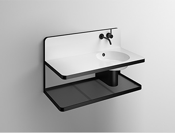 WP.S19L.2 washplace 1000x590x490mm, sink on the right, incl bottle trap, pop-up drain, glass shelf, concealed mixer