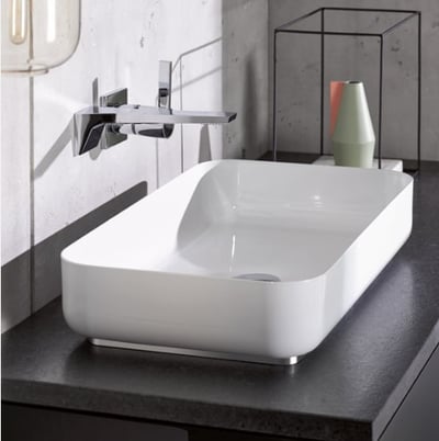 SB.SR650 glazed steel dish basin, white