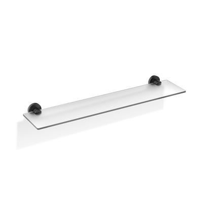 Decor Walther BASIC BA GLA60 glass shelf: Frosted glass shelf with matte black brackets on a white background