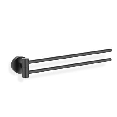 Decor Walther BASIC BA HTH2 towel rail: Towel rail wall-mounted with two parallel arms in matt black on a white background