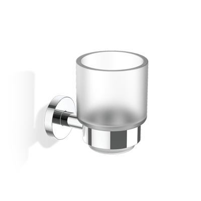 Decor Walther BASIC BA WMG tumbler with holder: Wall-mounted frosted glass tumbler in a chrome holder on a white background