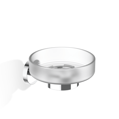 Decor Walther BASIC BA WSS soap dish: Wall-mounted soap dish with a chrome holder and frosted glass bowl on a white background