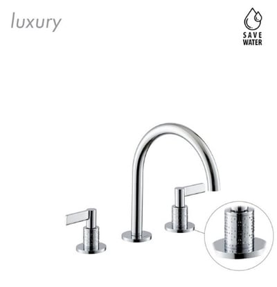 BLINK CHIC LUXURY 71100 basin mixer with pattern – chrome, matt black, groove bronze, PVD – copper bronze, gun metal, brushed pale gold, glossy gold