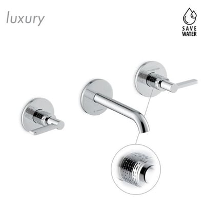 BLINK CHIC LUXURY 71120E/27753 basin mixer wall with pattern – chrome, matt black, groove bronze, PVD – copper bronze, gun metal, brushed pale gold, glossy gold