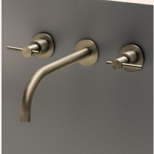 HELM ZHL760.X+R99500 3-hole built-in basin mixer, spout 175mm, AISI 316L – 6 finishings in brushed, brushed diagonal knurling, brushed vertical knurling