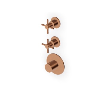 HELM ZHM660.X+R97822 thermostatic shower mixer, 2 stop valves, AISI 316L – 6 finishings in brushed, brushed diagonal knurling, brushed vertical knurling