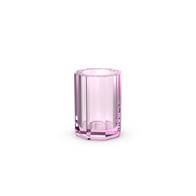 Decor Walther KRISTALL KR BER tumbler: Countertop faceted light pink crystal glass tumbler on a white background