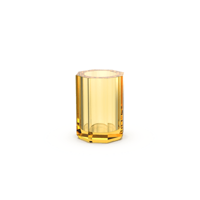 Decor Walther KRISTALL KR BER tumbler: Yellow faceted crystal glass tumbler on a white background