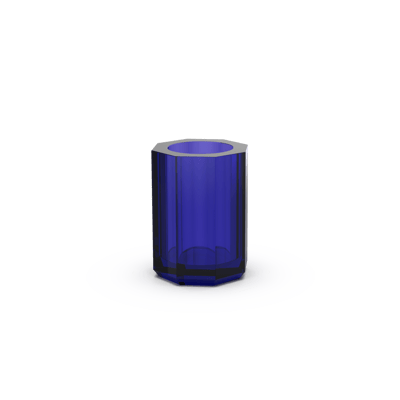 Decor Walther KRISTALL KR BER tumbler: Blue faceted crystal glass tumbler on a white background