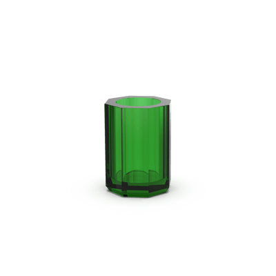 Decor Walther KRISTALL KR BER tumbler: Green crystal glass multifaceted tumbler on a white background