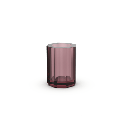 Decor Walther KRISTALL KR BER tumbler: Faceted plum purple crystal glass tumbler standing on a white background