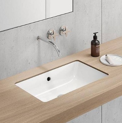 895411 KUBE-X süvistatav, tööpinna alla valamu 800x370mm, Extraglaze glasuur – valge läikiv