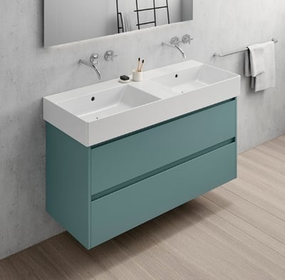 9425111 KUBE-X wall hung, countertop washbasin 1200x470mm, Extraglaze enamel – white glossy, matt ardesia, matt white