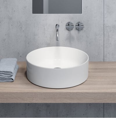 942711 KUBE-X valamu tööpinnale lm-450xh-130mm, Extraglaze glasuur – valge läikiv, matid viimistlused: agaaviroheline, must, vanaroosa, helehall, helebeež, jääsinine, tuvihall, valge