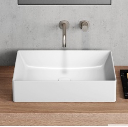 942911 KUBE-X countertop washbasin 500x370mm, Extraglaze enamel – white glossy, matt finishings: agave, ardesia, blush, cenere, creta, ghiaccio, tortora, white