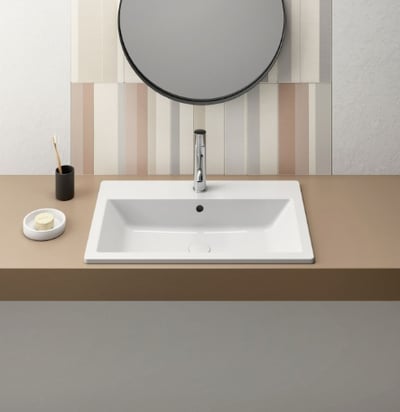 943311 KUBE-X built-in washbasin 580x400mm, Extraglaze enamel – white glossy