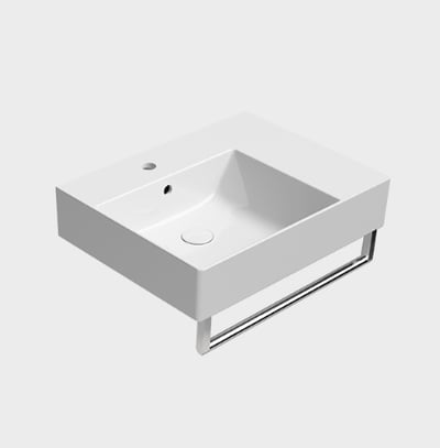 9438111 KUBE-X wall hung, countertop washbasin 600x470mm, Extraglaze enamel – white glossy, matt ardesia, matt white (towel holder order separately)
