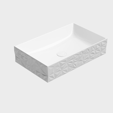944111 KUBE-X DIAMANTE countertop washbasin 600x370mm, Extraglaze enamel – white glossy, matt ardesia, matt white