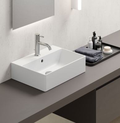 9447111 KUBE-X valamu seinale, tööpinnale 500x370mm, Extraglaze glasuur – valge läikiv
