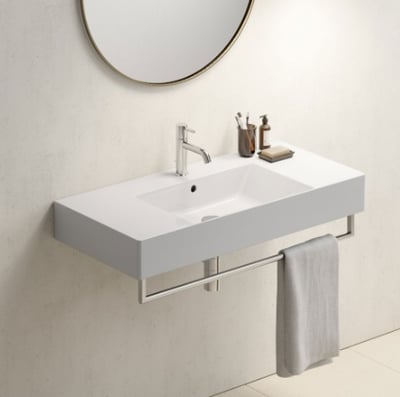 9451111 KUBE-X wall hung, countertop washbasin 1000x470mm, Extraglaze enamel – white glossy, matt ardesia, matt white (towel holder order separately)
