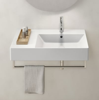 9457111 KUBE-X wall hung, countertop washbasin 800x470mm, Extraglaze enamel – white glossy, matt ardesia, matt white (towel holder order separately)