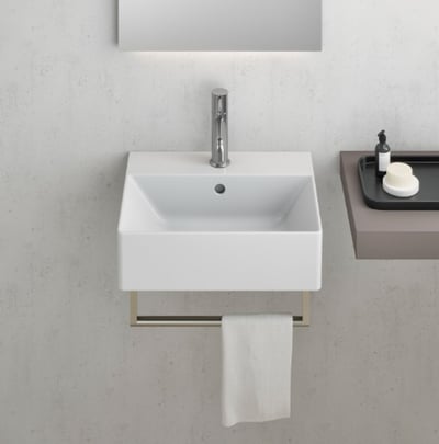 9485111 KUBE-X valamu seinale, tööpinnale 450x350mm, Extraglaze glasuur – valge läikiv, matt must, matt valge (rätikureeling tellida eraldi)