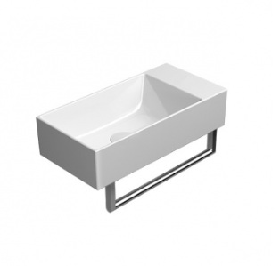 9486011 KUBE-X countertop, wall-hung washbasin 500x250mm, Extraglaze enamel – white glossy, matt finishings: agave, ardesia, blush, cenere, creta, ghiaccio, tortora, white (towel holder order separately)