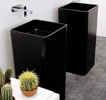 Monowash ceramic column basins – glossy, matt and metal glossy finishings