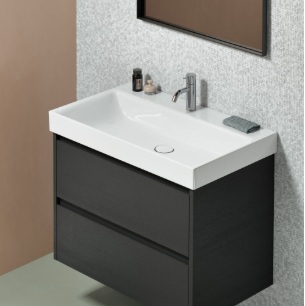 9622111 NUBES washbasin 800x500mm, wall hung, one tap hole (prearranged for 3), Extraglaze enamel – white glossy, matt white, matt ardesia