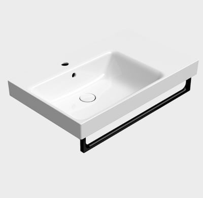 9629111 NUBES washbasin 800x500mm, wall hung/built-in/ on frame, one tap hole (prearranged for 3), Extraglaze enamel – white glossy, matt ardesia, matt white
