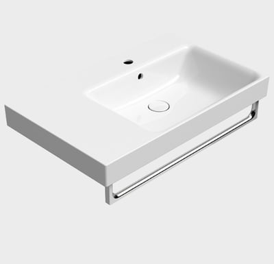 9630111 NUBES washbasin 800x500mm, wall hung/built-in/ on frame, one tap hole (prearranged for 3), Extraglaze enamel – white glossy, matt ardesia, matt white