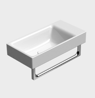 9637011 NUBES washbasin 500x250mm, countertop or wall hung, one tap hole prearranged, Extraglaze enamel 4 sides – white glossy, matt ardesia, matt white