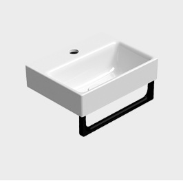 9638111 NUBES washbasin 360x280mm, wall hung, one tap hole, Extraglaze enamel – white glossy, matt ardesia, matt white (towel holder order separately)