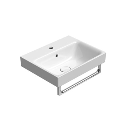 9682111 NUBES washbasin 500x400mm, wall hung, one tap hole, Extraglaze enamel – white glossy, matt ardesia, matt white (towel holder order separately)