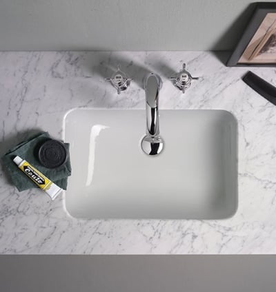 724311 PURA undercounter basin 550x380mm, Extraglaze enamel – white glossy