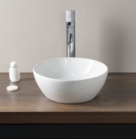 885411 PURA countertop washbasin d-320xh-120mm, Extraglaze enamel – white glossy, matt finishings: agave, ardesia, blush, cenere, creta, ghiaccio, tortora, white