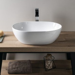 886011 PURA countertop washbasin 500x350mm, Extraglaze enamel – white glossy, matt finishings: agave, ardesia, blush, cenere, creta, ghiaccio, tortora, white