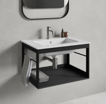 888411 PURA valamu seinale, mööblile 620x460mm, Extraglaze glasuur – valge läikiv, matid viimistlused: must, helebeež, valge