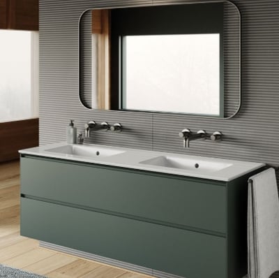 8889111 PURA seinale, mööblile valamu 1420x460mm, Extraglaze glasuur – valge läikiv, matid viimistlused: must, helebeež, valge