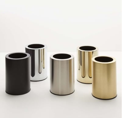 ROOMS waste bin 8,5L, Ø 205xh-325mm, inner stainless steel container – chrome, matt stainless steel, matt black. matt white, PVD gold, PVD matt gold