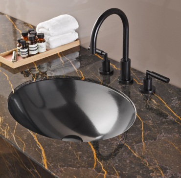 UB.O525 glazed steel basin undermount, metallic dark iron