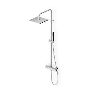 ZT8789 thermostatic mixer with head shower 250x250x8mm and brass handshower – 10 glossy and brushed finishings
