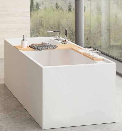 PAA INFINITY arhitektuurne vann saarepuust aksessuaaridega, 1795x795xh-620mm – Silkstone viimistlused matt valge, matt valge/matt hall, matt valge/matt beež