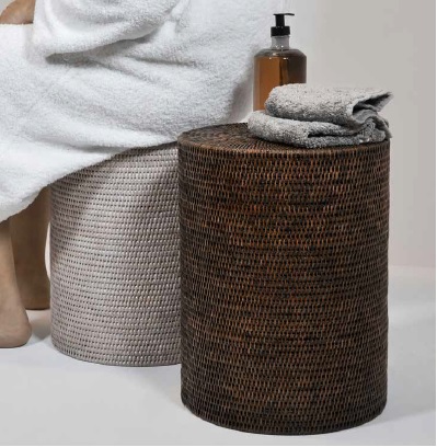 Decor Walther BASKET STOOL rotangist tumba – hele rotang, tume rotang